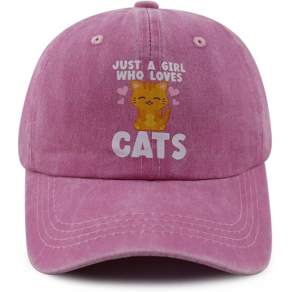 Kid's Girls Just A Girl Who Loves Pink Cat Adjustable Cotton Baseball Cap - Picture 1 of 6